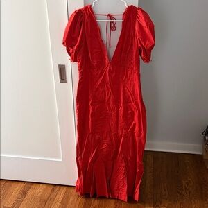 Abercombie & Fitch Red Orange  V-Neck Dress